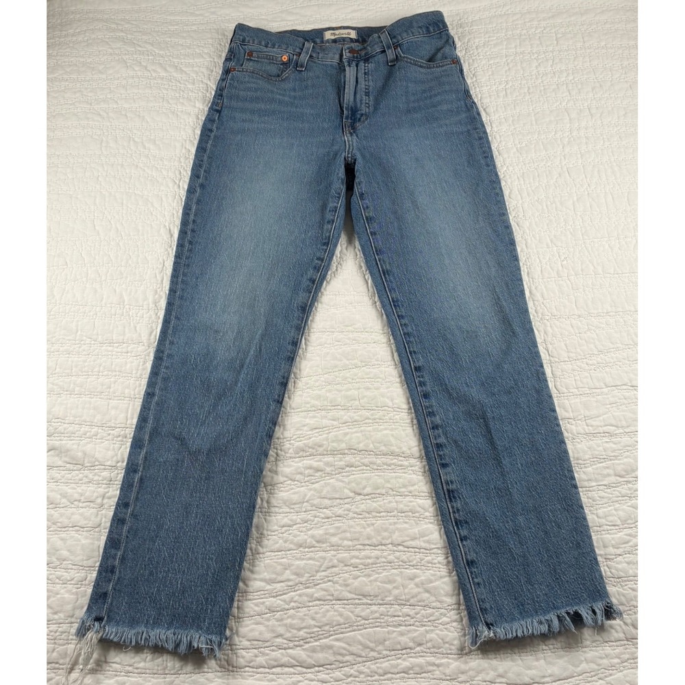 Madewell The Perfect Vintage Jean Womens 29 Blue Raw Hem AF691 Denim Pants Fray